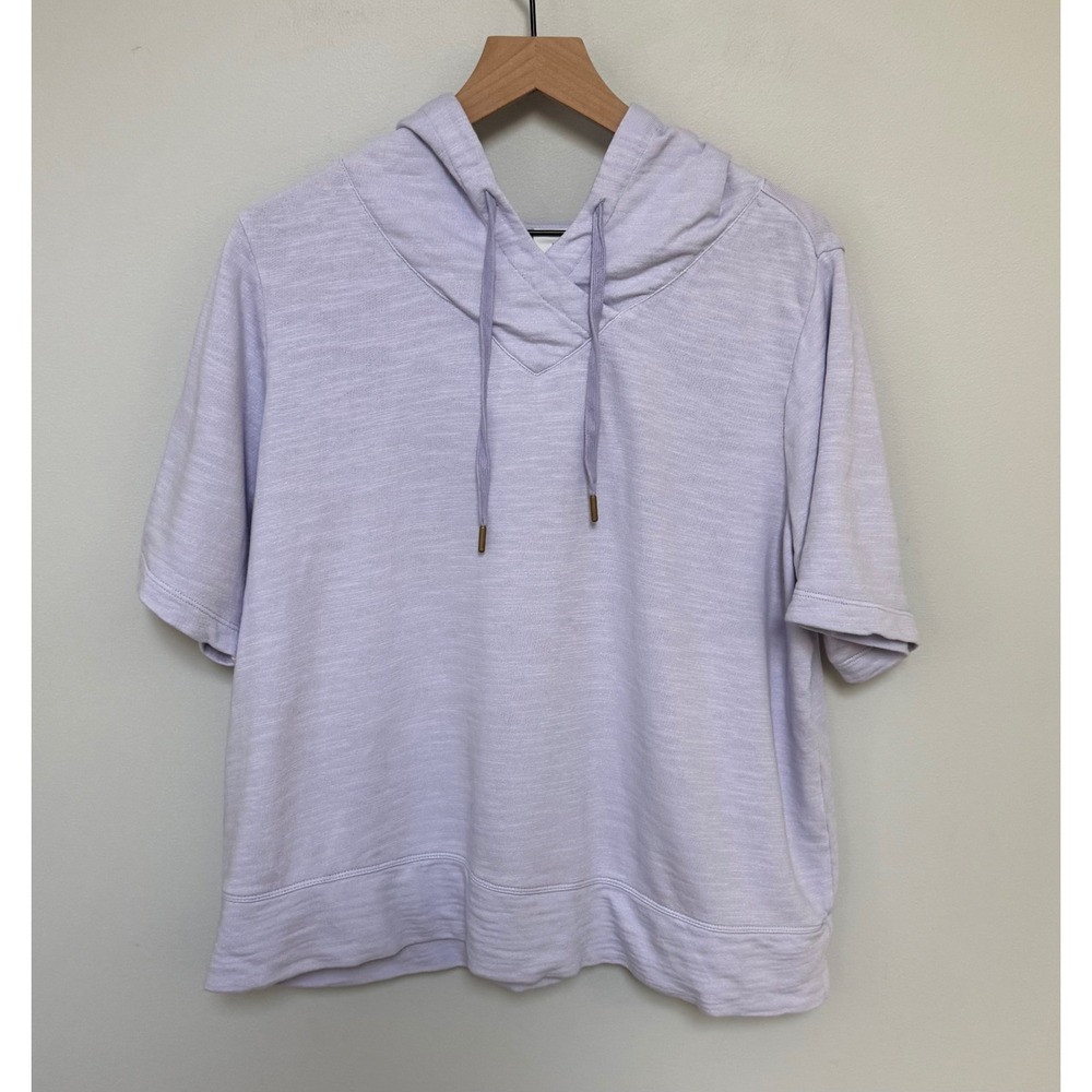 J.Jill Fit Lavender Purple Short Sleeve Hoodie Cotton French Terry‎ XL Petite